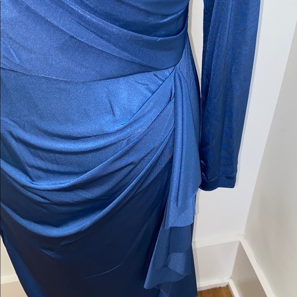 NWOT Eliza J Long Sleeve Faux Wrap Knit Dress Blue - Picture 7 of 9